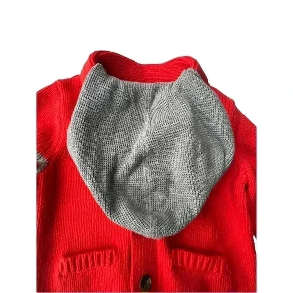 GAP BOYS CARDIGAN LETTERMAN STYLE HOODED SWEATER•SIZE 4T•NWT•ORANGE AND GREY• - Picture 4 of 8